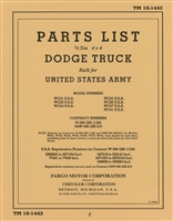 TM 10-1442 Parts Manual Dodge 1/2 Ton WC of WW2