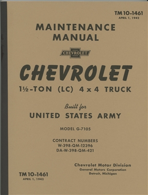 TM 10-1461 Maintenance Manual for Chevrolet 1 1/2 Ton G506/G-7105 Panel Truck