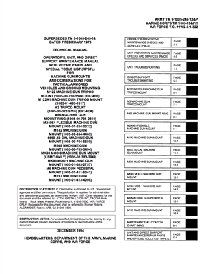 TM 9-1005-245-13&P Machine Gun Mounts, M122, M66, M240E1, M142, M548, M6, MK 93, M197 and Variants