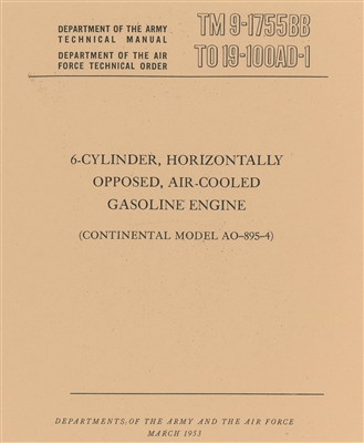 TM 9-1755BB Master Maintenance Manual for 6 Cylinder, Horizontally Opposed, Air-Cooled Basoline Engine (Continental AO-895-4) for M75 APC (G260)