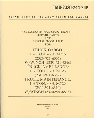 TM 9-2320-244-20P Parts Manual for M715, M725/726 Kaiser Jeep