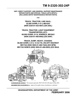 TM 9-2320-302-24P Illustrated Parts TRUCK, TRACTOR, LINE HAUL: 52,000 GVWR, 6 X 4, M915A3