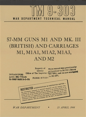 TM 9-303 Operation & Basic Maintenance  57mm, M1 and Mk II
