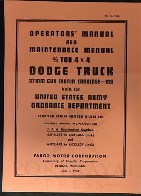 TM-9-750A for Dodge 4x4 M6 Gun Motor Carriage (WC-55)