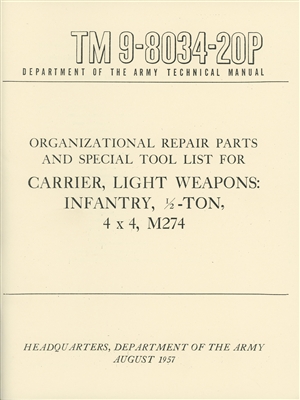 TM 9-8034-20P Organizational Repair Parts and Special Tool List for M274 Mule