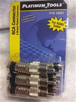 Platinum Tools RCA connector 6 Pack Male compression Black Banded RG6