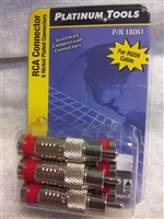 Platinum Tools RCA connector pack of 6 Male compression RED Banded RG59