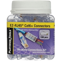 Platinum Tools EZ-RJ45Â® CAT6 Connectors, Jar of 100.