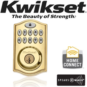 Kwikset, 99140-001, SmartCode, 914, Series, ZWave, Deadbolt, Polished Brass