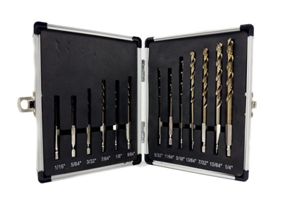 Drill America Cobalt Quick Change Hex Shank Drill Bit Set - 13 Pieces
