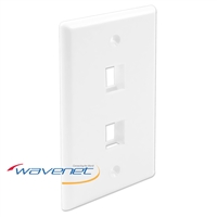 Wavenet FP02PWH-S 2-Port Single-Gang Flush Style Faceplate - White