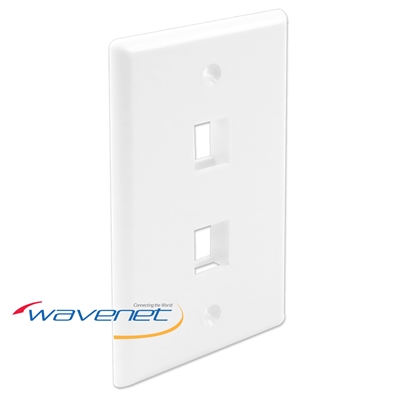 Wavenet FP02PWH-S 2-Port Single-Gang Flush Style Faceplate - White