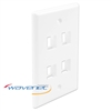 Wavenet FP04WH-S 4-Port Single-Gang Flush Style Faceplate - White