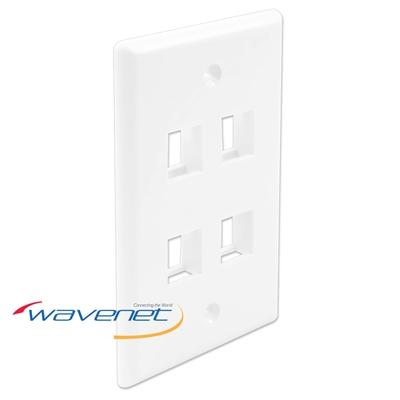 Wavenet FP04WH-S 4-Port Single-Gang Flush Style Faceplate - White