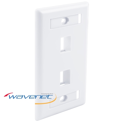 Wavenet FPW2PWH-S 2-Port Single-Gang Flush Style Faceplate With ID Window - White