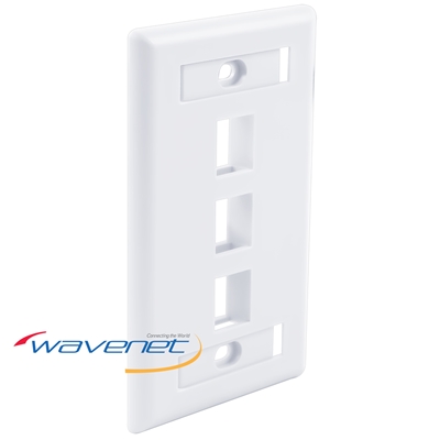 Wavenet FPW3PWH-S 3-Port Single-Gang Flush Style Faceplate With ID Windows - White