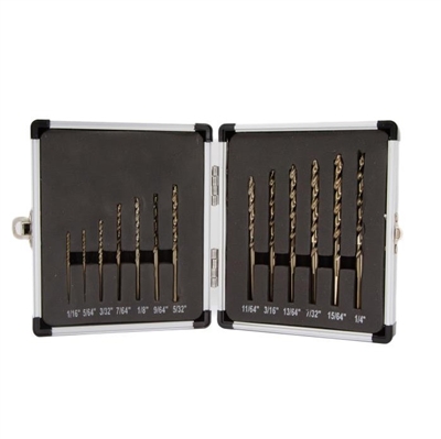 Drill America 1/16 - 1/4 Cobalt Stepped Drill Set in Aluminum Case - 13 Pieces