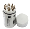 Drill America 1/16 - 1/2 Cobalt Stepped Drill Bit Cooler, No Step Point - 15 Pieces
