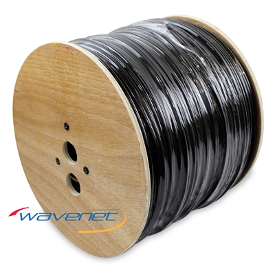 Wavenet H59+182JRBK2 RG59 CCS + 18/2 BC Siamese Riser CMR Coaxial Cable - Black - 1000 Ft