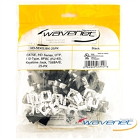 Wavenet HD-5EKSJXX CAT5e HDJ Series 180-Degree Style Keystone Jacks - 25 Pack - Black, White