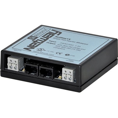 Altronix NetWay1X single port midspan PoE/PoE+ compliant power injector provides power and passes data (e.g. video) for PoE/PoE+ compliant devices A NetWayXTX repeater module can be utilized to extend the distance an additional 100m