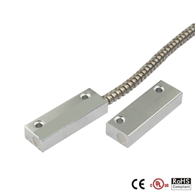 Quick Switch QS-912MA Surface Mount Metal Magnetic Door Contact (18" Leads, Closed Loop)