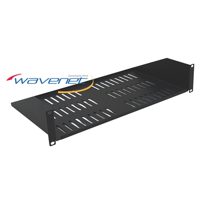 Wavenet 10SSV-S2PK 2U 10" Vented Bottom Single Sided Rack Shelf - 2 Pack - Black