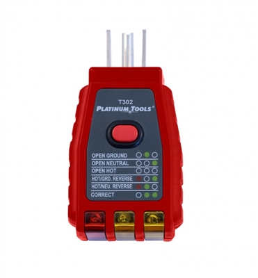 t302C,Platinum Tools, GFCI, Socket Tester, Troubleshoot, 110-125VAC, electric, sockets, faults, cable tools, satellite tools, tech tools, tec, ripley, cable technician, custom tool supply, magnepull, tecra, suunto, cctv, phone, cable installation,