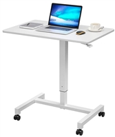 FitDesk Sit-to-Stand Adjustable Mobile Desk (White) & Indo Board Balance Bundle