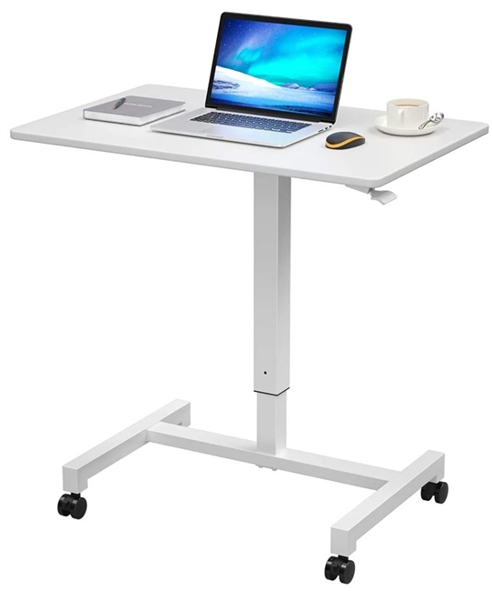 FitDesk Sit-to-Stand Adjustable Mobile Desk (White) & Indo Board Balance Bundle