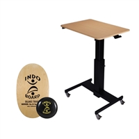 Rocelco Sit-to-Stand Adjustable Desk & Indo Board Balance Bundle