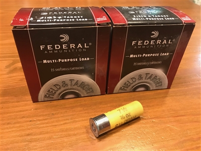 20 gauge Federal 2 3/4" Field & Target #7 1/2 shot 7/8 oz #50