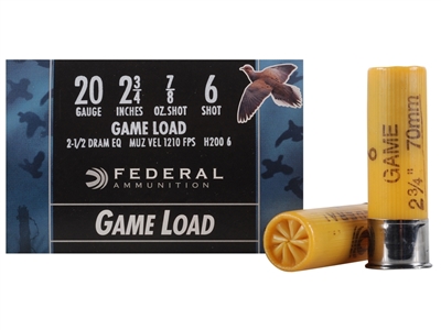 20 gauge Federal 2 3/4" GameLoad #6 Lead 7/8 oz #50