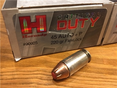 45 ACP Hornady 220gr +P Critical Duty - 50 rounds