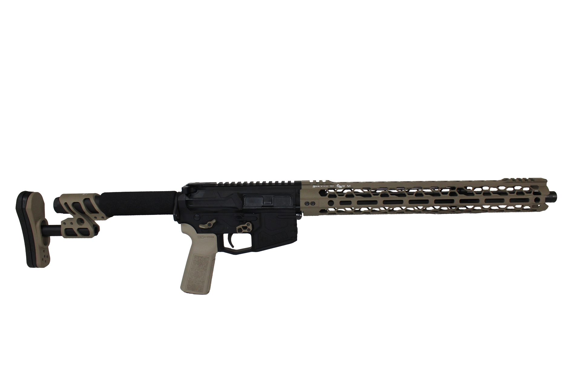 AR-15 rifle machined from billet 7075 aluminum by ODIN Works, complete with a Zulu Stock and Adjustable Gas Block