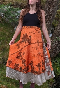 Orange Burst Long Wrap Skirt