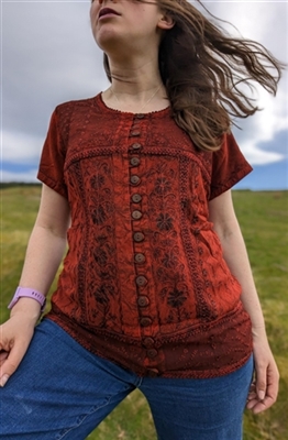 Hand Embroidered Floral Blouse