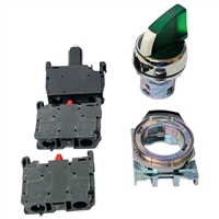 Green Illuminated Selector Switch, 3-Position, 22mm
