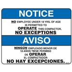 DECAL NO EMPLOYEE UNDER 18 IS PERMITTED TO OPERATE THIS COMPACTOR