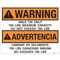 DECAL WARNING WALK ON ONLY, 700 LBS MAXIMUM CAPACITY