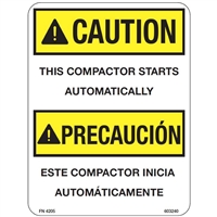 DECAL CAUTION THIS COMPACTOR STARTS AUTOMATICALLY