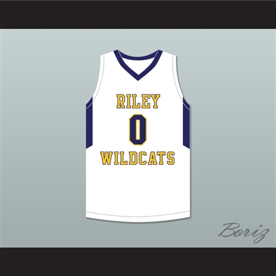 Blake Wesley 0 James Whitcomb Riley High School Wildcats White Basketball Jersey 2