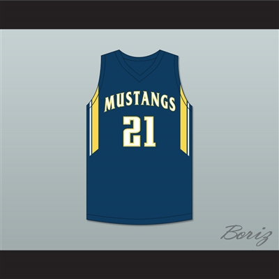 David Roddy 21 Breck School Mustangs Navy Blue Basketball Jersey 1