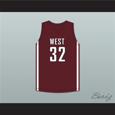 EJ Liddell 32 Belleville High School-West Maroons Maroon Basketball Jersey 2