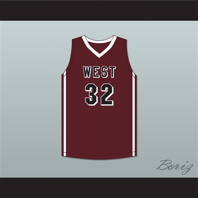 EJ Liddell 32 Belleville High School-West Maroons Maroon Basketball Jersey 3