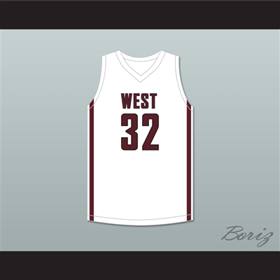 EJ Liddell 32 Belleville High School-West Maroons White Basketball Jersey 2