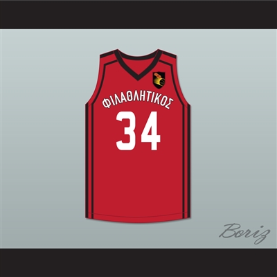 Giannis Antetokounmpo 34 Filathlitikos A.O Zografou B.C. Red Basketball Jersey