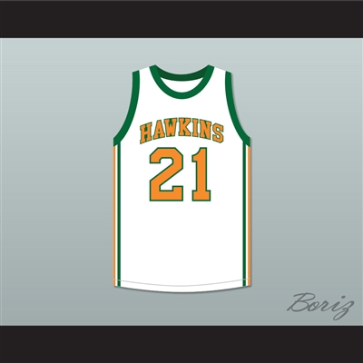 Jason Carver 21 Hawkins High School Tigers White Basketball Jersey 2