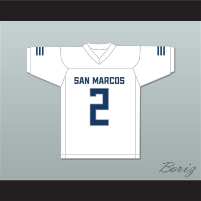 Kyle Philips 2 San Marcos High School Knights White Football Jersey 1