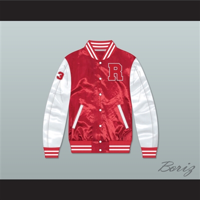 Charles Jefferson 33 Ridgemont Wolves Red/ White Varsity Letterman Satin Bomber Jacket